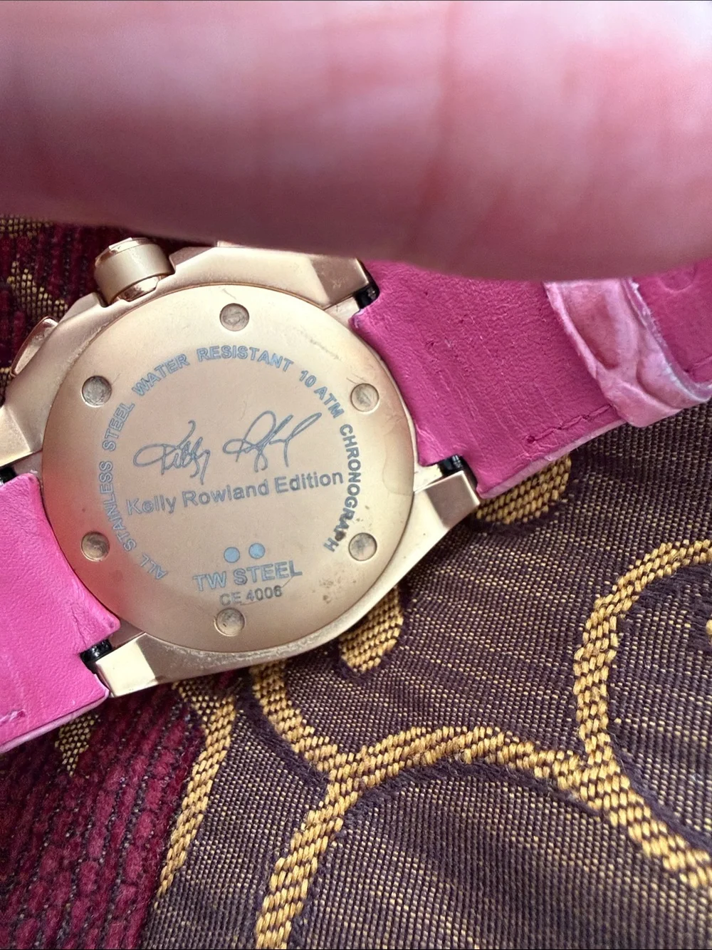 TW Steel Rose Gold Chronograph Watch with Pink Crystal Bezel -Kelly Rowland Edit